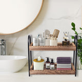 BDBDYEAY Bathroom Countertop Organizer, 2 Tier Vanity Organizer and Storage for Cosmetic Skincare Perfume, Wood Bead Storage Shelf for Bathroom Kitchen Coffee Station BDBDYEAY