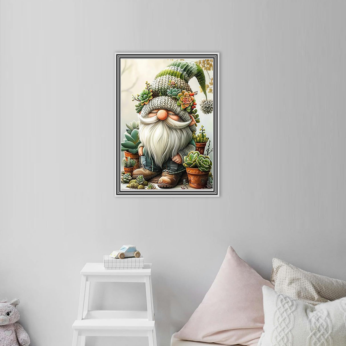 MBNTJHT DIY Easy Gnome Paint by Numbers Kit for Adults,Unframed Succulents Gnome Oil Paint by Number Kits for Beginner,Acrylic Painting Kits for Home Wall Decor 16X20 Inch. MBNTJHT