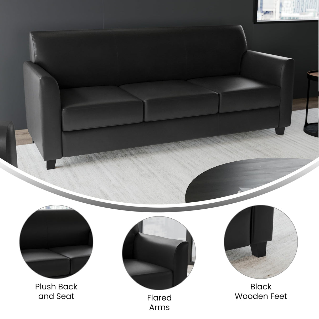 Flash Furniture HERCULES Diplomat Series Black LeatherSoft Sofa Flash Furniture