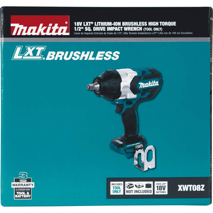 Makita XWT08Z 18V LXT® Lithium-Ion Brushless Cordless High-Torque 1/2" Sq. Drive Impact Wrench, Tool Only - WoodArtSupply