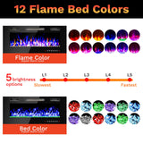 72" Electric Fireplace Recessed Wall Mounted,Muti LED Flames Fireplace Insert, Speed Bright Adjustable,Electric Fire Place Heater,Remote/Touch Screen Control Fireplace,1-8 HTimer / 400 Sq. FANGJI