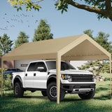Carport Replacement Canopy, Replacement Top Cover for 10' x 20' Carport Frame, 180G PE Fabric Waterproof & UV Protected Tarp with Ball Bungees, Beige (Only Top Cover, Frame is not Included) Vanteriam