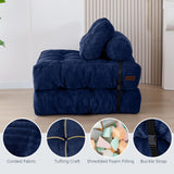 MAXYOYO Folding Sofa Bed, Convertible Sleeper Chair with Pilow Foldable Matress with Back Support, Portable Fold Out Chair Bed Comfy Floor Sofa Lounge for Living Room Bedroom, Navy, Single MAXYOYO