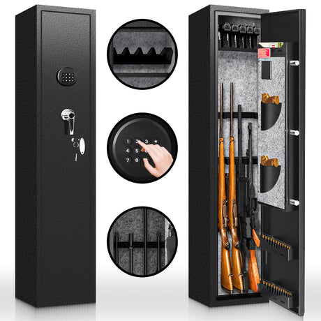 Superday 8-10 Rifle Gun Safe for Rifles and Pistols, Gun Cabinets with Keyboard Lock, Quick Access Gun Safes for Rifles and Shotguns with Adjustable Rack, Fully Assemble Superday