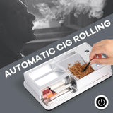 NEWTRY Infrared Sensor Cigarette Rolling Machine, Electric Automatic Tobacco Roller, Portable Tobacco Injector with 1 Brush, 1 Stirring Rod Silver (0.31’’) NEWTRY