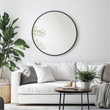 Round Mirror, Black Round Mirror 24 inch, Round Wall Mirror Metal Frame, Round Bathroom Mirror, Circle Mirrors for Wall, Living Room, Bedroom, Vanity, Entryway, Hallway. Oruii