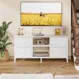Furologee TV Stand Dresser with 4 Drawers, Entertainment Center with Open Shelf, Small TV Console Table for 50" TV, Media Center for Bedroom, Living Room/White Furologee