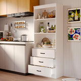 oneinmil 70" H 6-Tier Bookshelf with 3 Drawers, White Bookcase with 3-Tier Open Shelves, Tall Book Shelf with Storage Space, Wooden Storage Cabinet for Living Room, Bedroom, Office (White, 6-Tier) oneinmil