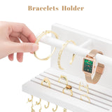 HappyHapi Hanging Jewelry Organizer Necklace Organizer Jewelry Hanger with 36 Hooks,Wall Mounted Jewelry Organizer for Necklace Earrings and Rings (White) HappyHapi