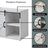 FirsTime & Co. White Bolton Barn Door End Table, Side Table, Night Stand, Wood and Metal, 26 x 14 x 21.5 inches FirsTime