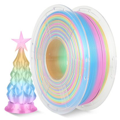 SUNLU Silk Rainbow Filament PLA+, Multicolor Shiny 3D Printer Filament, Fast Color Change, Color Change Each 8 Meters, Glossy Surface, 330 Meters, 1kg, Silk Rainbow (Yellow-Green-Blue-Pink)