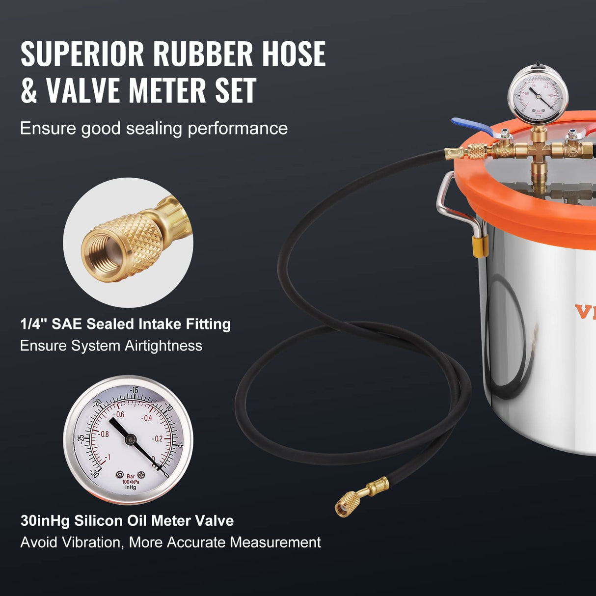 VEVOR 3 Gallon Vacuum Chamber and 3.5 CFM Pump Kit, Tempered Glass Lid Vacuum Degassing Chamber Kit, Single Stage Vacuum Pump with 250 ml Oil Bottle, for Stabilizing Wood, Degassing Silicones, Epoxies VEVOR