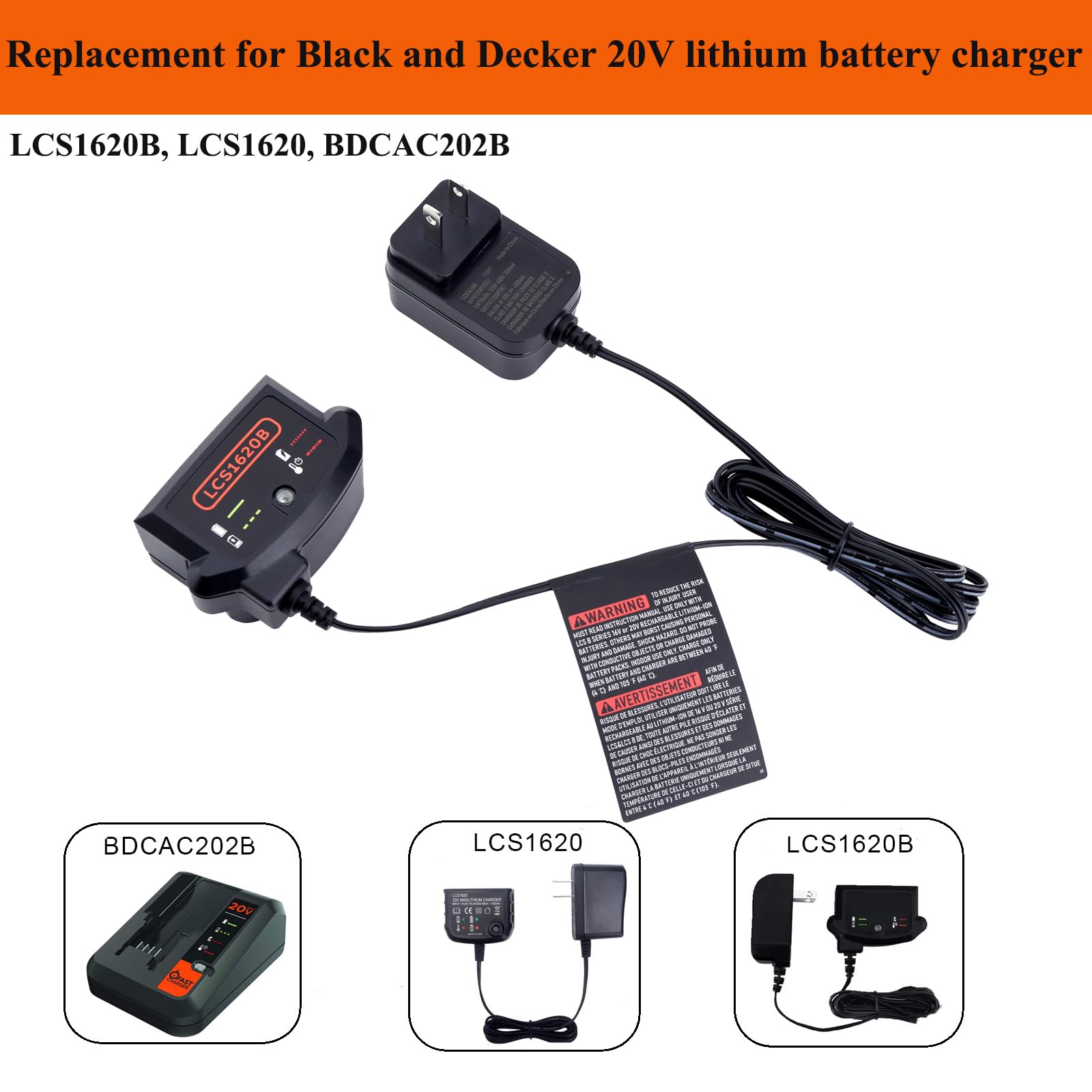 20V MAX Lithium Battery Charger Replacement for Black Decker LCS1620B,Compatible with Black and Decker 20Volts Li-ion Battery LBXR20 LBXR20-OPE LB2X4020 LBX4020 LB20 LBX20 LBXR2020-OPE - WoodArtSupply