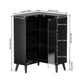 PAKASEPT 3-Tier Corner Glass Display Cabinet with LED Lights for Collectibles,Display Case with Tempered Glass Doors,Curio Cabinet with 6 Adjustable Shelves,Kids Bookcase for Bedroom, Living Room PAKASEPT