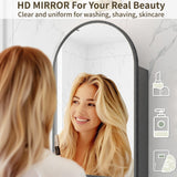 Medicine Cabinet with Mirror 16 x 30 Inch,Black Bathroom Mirror with Storage,Vanity Mirror with Storage,Metal Framed Arched Bathroom Cabinet Surface Mount with 3 Adjust Shelves Generic