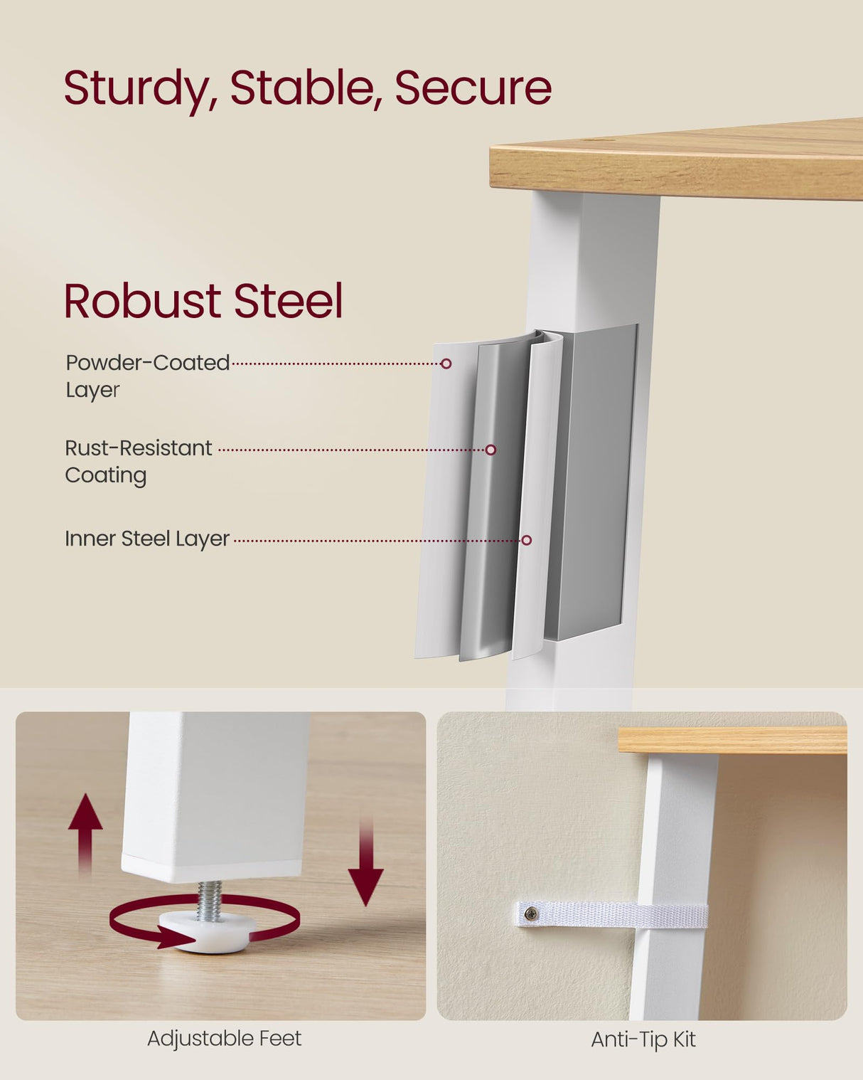 VASAGLE Corner Shelf Stand, 4-Tier Corner Bookshelf, Industrial Ladder Shelf, Plant Stand for Living Room, Office, Kitchen, Natural Oak and Matte White ULLS034Y70 VASAGLE