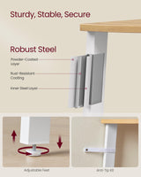 VASAGLE Corner Shelf Stand, 4-Tier Corner Bookshelf, Industrial Ladder Shelf, Plant Stand for Living Room, Office, Kitchen, Natural Oak and Matte White ULLS034Y70 VASAGLE