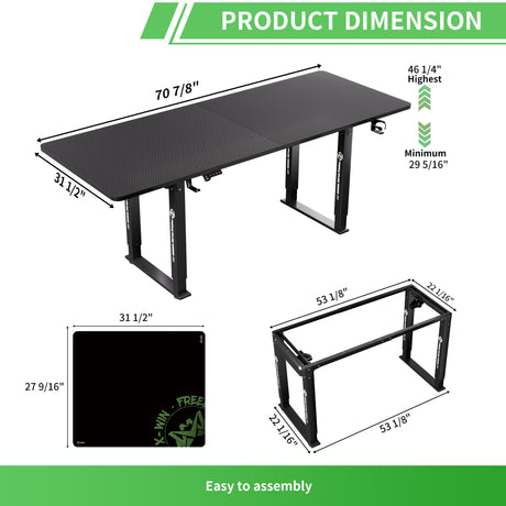 Klobel X-Win Electric Height Adjustable Standing Desk, 71" x 31.5" Inch 4-Leg Ergonomic Sit to Stand Desk, Powerful Dual Motor Work Desk with Locking Klobel