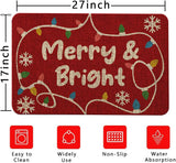 QIONG MENG Christmas Merry and Bright Doormat Outdoor Rug Decorative Doormats Farmhouse Home Kitchen Entrance Rug Floor Front Door Mats 17 x 27 Inch QIONG MENG