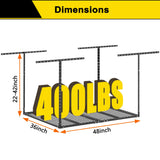 GIOTORENT 3x4FT Overhead Garage Storage Rack, Heavy Duty Metal Garage Ceiling Storage Racks, Adjustable Garage Shelving/Garage Organization/Garage Storage Shelves, 450lbs Weight Capacity, Black GIOTORENT