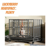 Luckyberry 38/42/46 inch Heavy Duty Extra Large Indestructible Dog Crate Kennel Indoor with Separation Anxiety Lockable Wheels and Removable Tray LUCKYBERRY