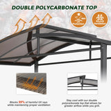 COOS BAY 8x5 Barbeque Grill Gazebo Outdoor BBQ Gazebo Canopy, Steel Frame Double-Tier Polycarbonate Top Canopy with Shelves Serving Tables COOS BAY
