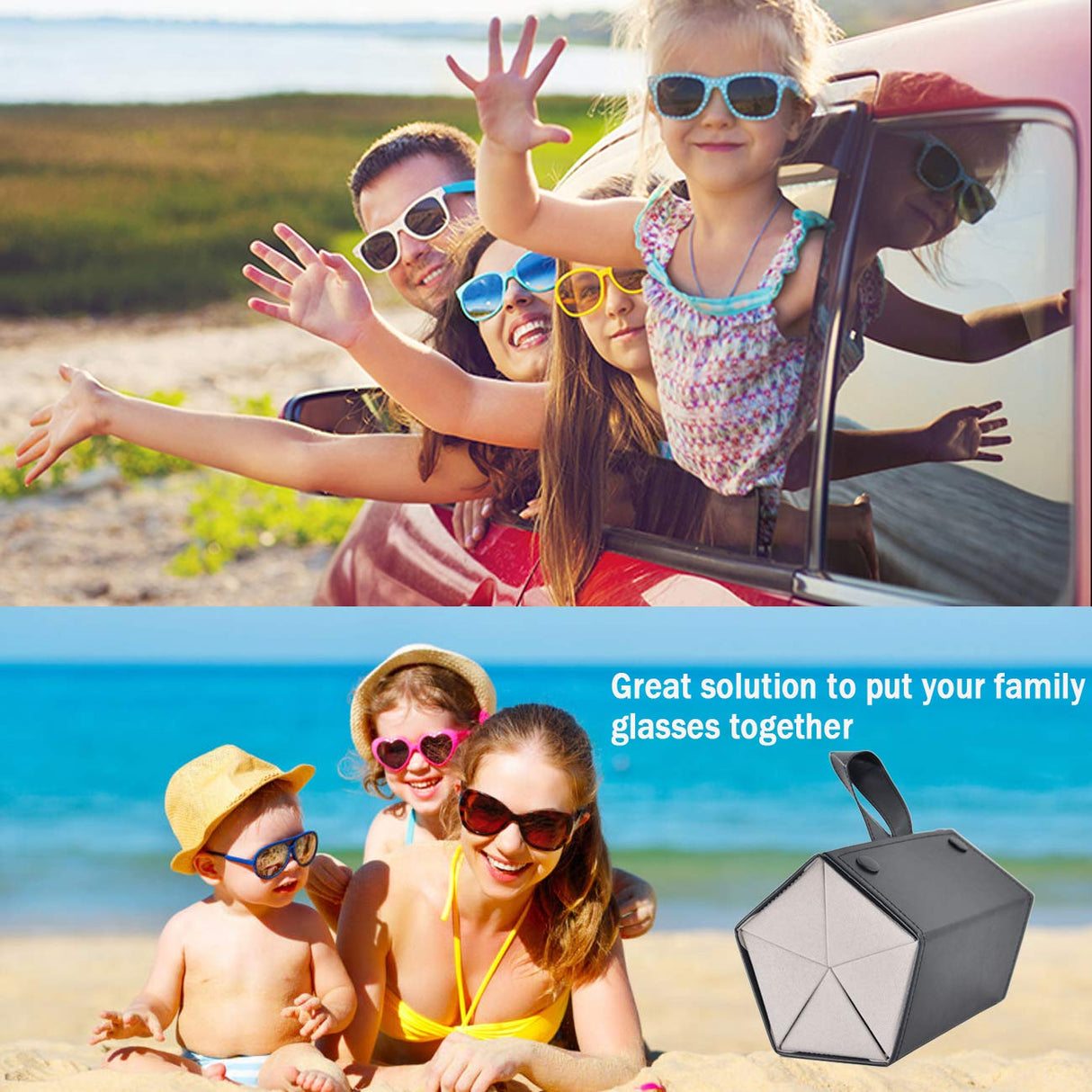 Kenpal Sunglasses Storage Organizer Holder Foldable Travel Case with 5 Slot Compartments for Multiple Glasses (Black) Kenpal