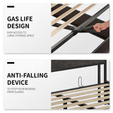 LUXOAK Queen Size Black Lift Up Storage Bed with Charging Headboard and Easy Assembly LUXOAK