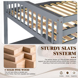 KINFFICT Loft Bed Full Size with Desk and Shelves, Heavy Duty Full Loft Bed Frame with Bookcase Storage, Solid Wood Lofted Bed Frame, Space-Saving, Noise Free, No Box Spring Needed KINFFICT