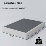 ALDRICH Box Springs King Size 9 Inch, Heavy Duty Metal Frame Mattress Foundation with Easy Clean Cover, Noise Free, Easy Assembly ALDRICH