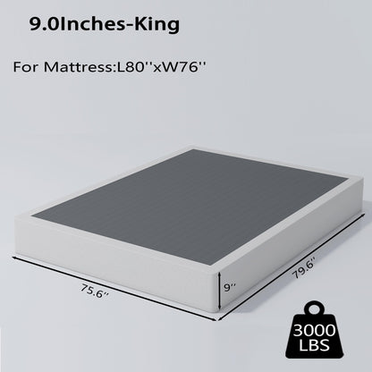 ALDRICH Box Springs King Size 9 Inch, Heavy Duty Metal Frame Mattress Foundation with Easy Clean Cover, Noise Free, Easy Assembly