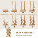 PERFECYEE 4 Tier Tree Bookshelf with Drawer, Small Bookcase, Desktop Bookshelf Floor Standing Bookcase Display for Living Room, Bedroom, Natural PERFECYEE