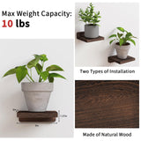 Fixwal Small Floating Shelves, 5X5 Inches Wall Shelf Set of 4, Rustic Wood Small Wall Mounted Shelves for Bedroom, Living Room, Kitchen, Bathroom Decor (Dark Carbonized Black) Fixwal