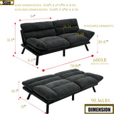 70“Futon Sofa Bed,Convertible Folding Futon Couch Breathable Small Couch,Upholstered Double Loveseat Bed for Compact Living Studio in Room and Bedroom,Offices,Family,Dorm (Dark Gray Linen) Klwenas Maec