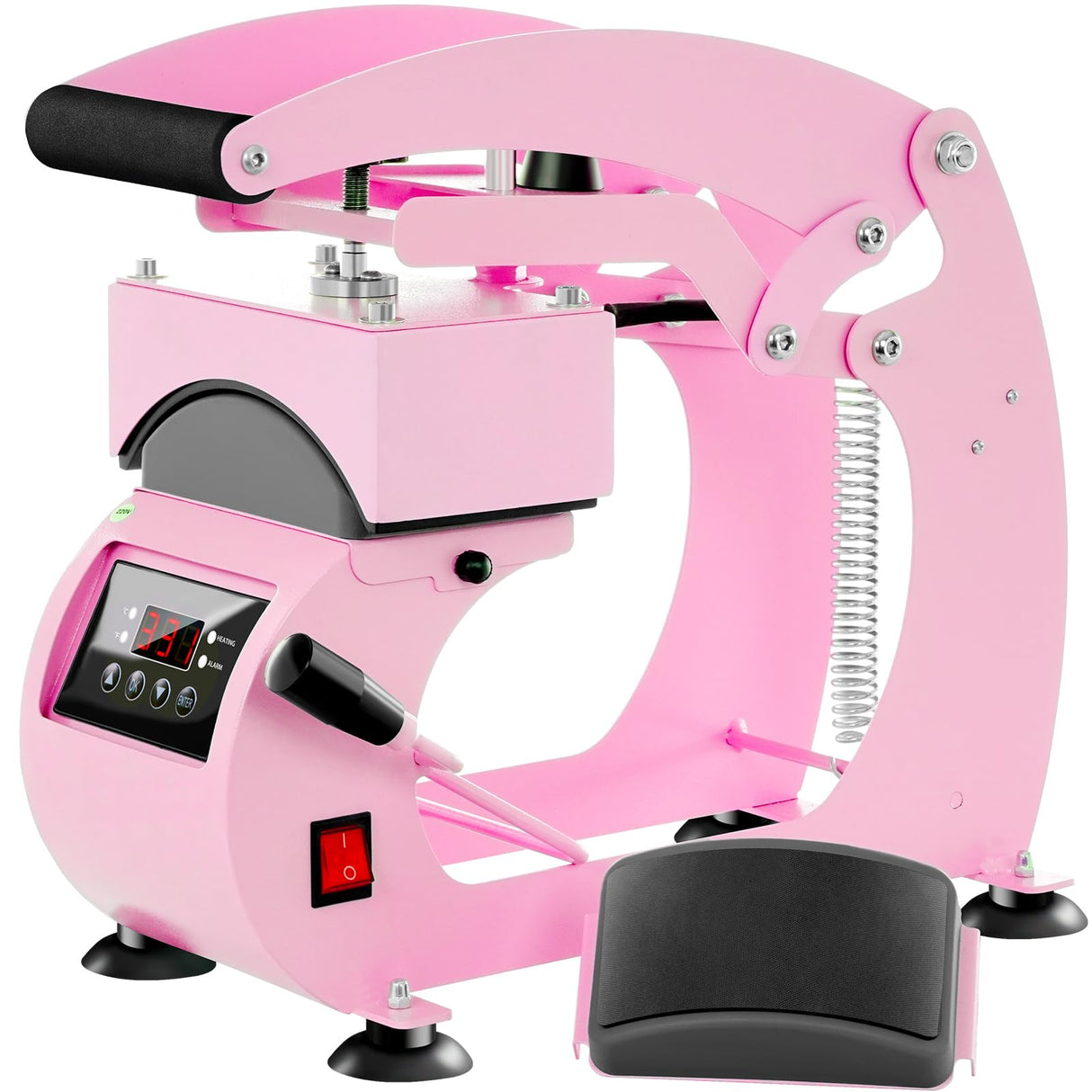 UOKRR Hat Heat Press, Hat Press Heat Machine for Caps with LCD Control, Hat Heat Press Machine with 2pcs Interchangeable Platens & Caps Stretcher for Vinyl, Sublimation, Heat Transfer (Pink) UOKRR