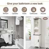 Minifeel Bathroom Storage Cabinet, 5-Shelf Farmhouse Storage Cabinet with Barn Door&Adjustable Shelves, Bathroom Organizer for Living Room, Kitchen (Antique White) Minifeel