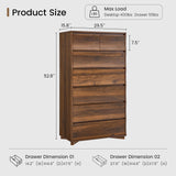 SUCSSRICH Tall Dresser for Bedroom, 52.8" Tall Dresser with 7 Drawers, Wood Dressers & Chests of Drawers, Accent Upright Drawer Organizers for Closet, Hallway SUCSSRICH
