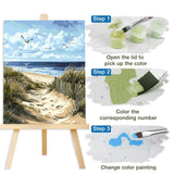 Lxmsja Sandy Beach Paint by Numbers Kit for Adults, Coastal Scene Acrylic Paint by Numbers for Adults Beginner, DIY Craft Supplies Oil Painting Kits for Home Wall Decor 16x20 inch (No Frame) Lxmsja