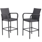 Outdoor Bar Stools Set of 2, 2-Piece Patio Bar Stools with Armrests, All Weather Rattan Bar Chairs with Backrest, Wicker Bar Stools for Backyard, Garden, Pool, Balcony and Deck, Dark Grey ANXIN PATIO