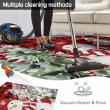 Christmas Red Snowman Outdoor Rug 6x9ft Winter Snowflakes Tree Red Plaid Waterproof Patio Rugs Lightweight Foldable Outside Large Area Rug Carpet for Porch Deck Balcony Backyard Camper Lkicikik