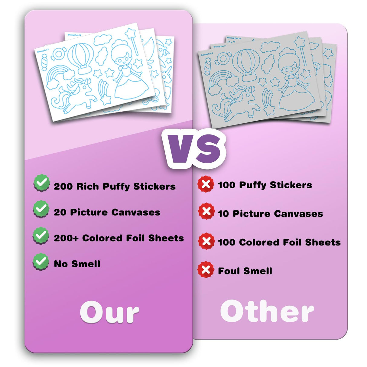 SOOVSY 200 Sheets Princesses & Unicorns Foil Art Fun Kit for Kids, Foil Art Craft DIY Creative Activity Gift Travel Toys for 4 5 6 7 8 9 Years Old Kids Girls Boys(Unicorns & Princesses) SOOVSY