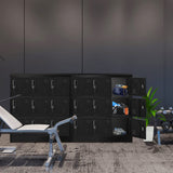 Greenvelly 9 Door Storage Locker for Employee, Metal Locker for Office, Gym, Shool, Lockable Black Steel Locker with Lock and Card Slot for Home,Garage Greenvelly