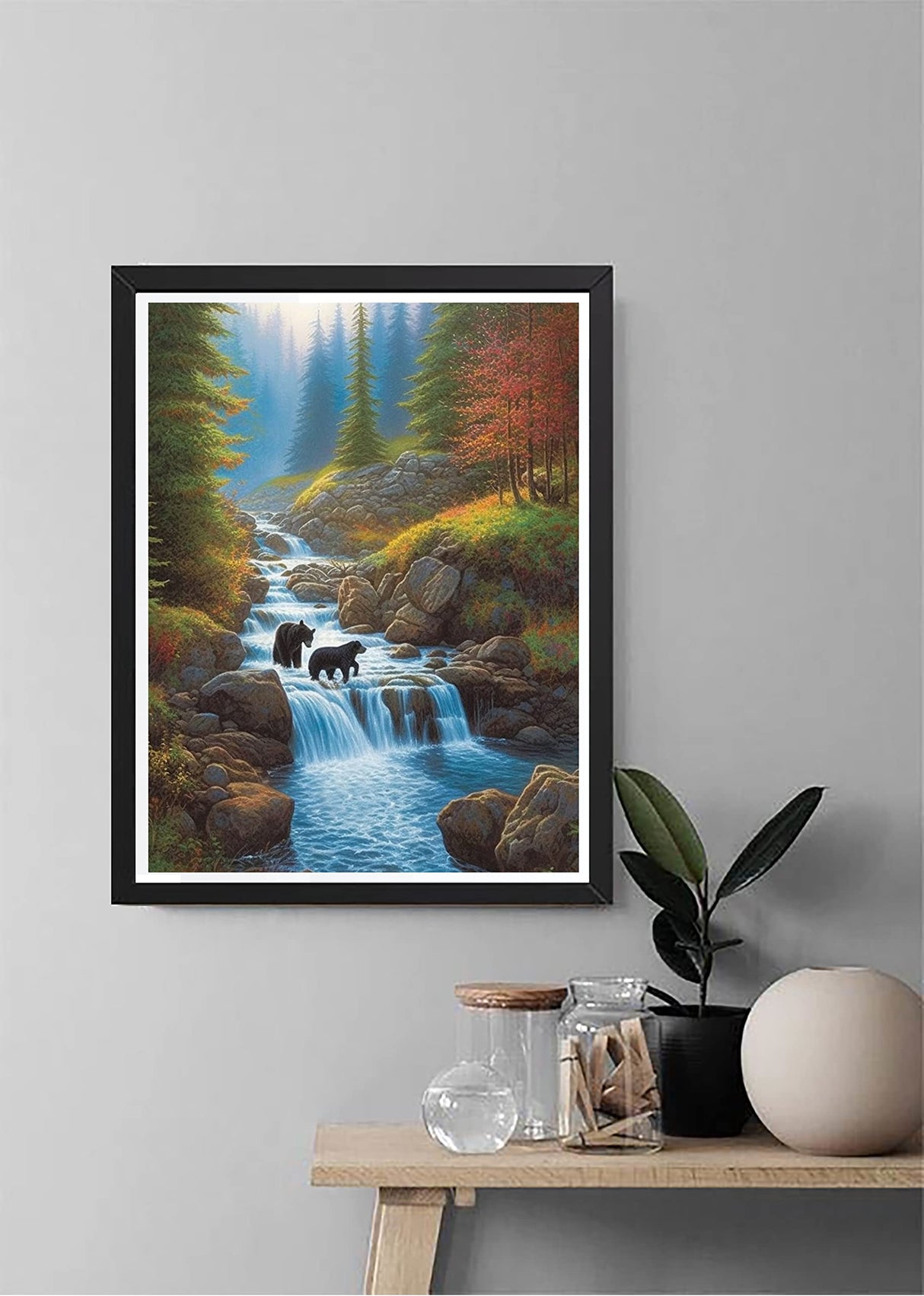 5D Diamond Painting Landscape, Paint with Diamonds DIY Diamond Art Forest Woods Streams, Diymood Painting by Number Kits Full Drill Rhinestone for Home Wall Decor 12x16inch Diymood