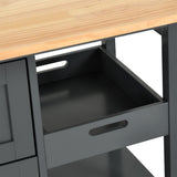 YITAHOME Small Solid Wood Top Kitchen Island Cart on Wheels with Storage, Rolling Portable Dining Room Serving Utility Carts Mobile Movable with 3 Drawers Cabinet, Gray YITAHOME