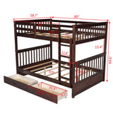 Harper & Bright Designs Full Over Full Bunk Bed with 2 Drawers, Solid Wood Platform Bed with Ladder, Full Length Guardrail and Headboard, No Spring Box Needed, Espresso Harper & Bright Designs