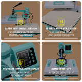 15x15 Heat Press Machine, 8in1 Multi-Purpose Heat Press with 11-30oz Tumbler/Mug/Hat Press, 360° Swing Away/Slide Out Sublimation Tshirt Combo, DIY Heats Transfer Press Vinyl AKEYDIY