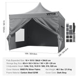 VEVOR 10x10 FT Pop up Canopy with Removable Sidewalls, Instant Canopies Portable Gazebo & Wheeled Bag, UV Resistant Waterproof, Enclosed Canopy Tent for Outdoor Events, Patio, Backyard, Party, Camping VEVOR