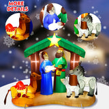 Hazms 7 FT Christmas Inflatable Decoration Nativity Sets for Christmas Outdoor Jesus Nativity Scene Christmas Inflatables Built-in LED Lights Blow Up Inflatable, Outdoor Decor Hazms
