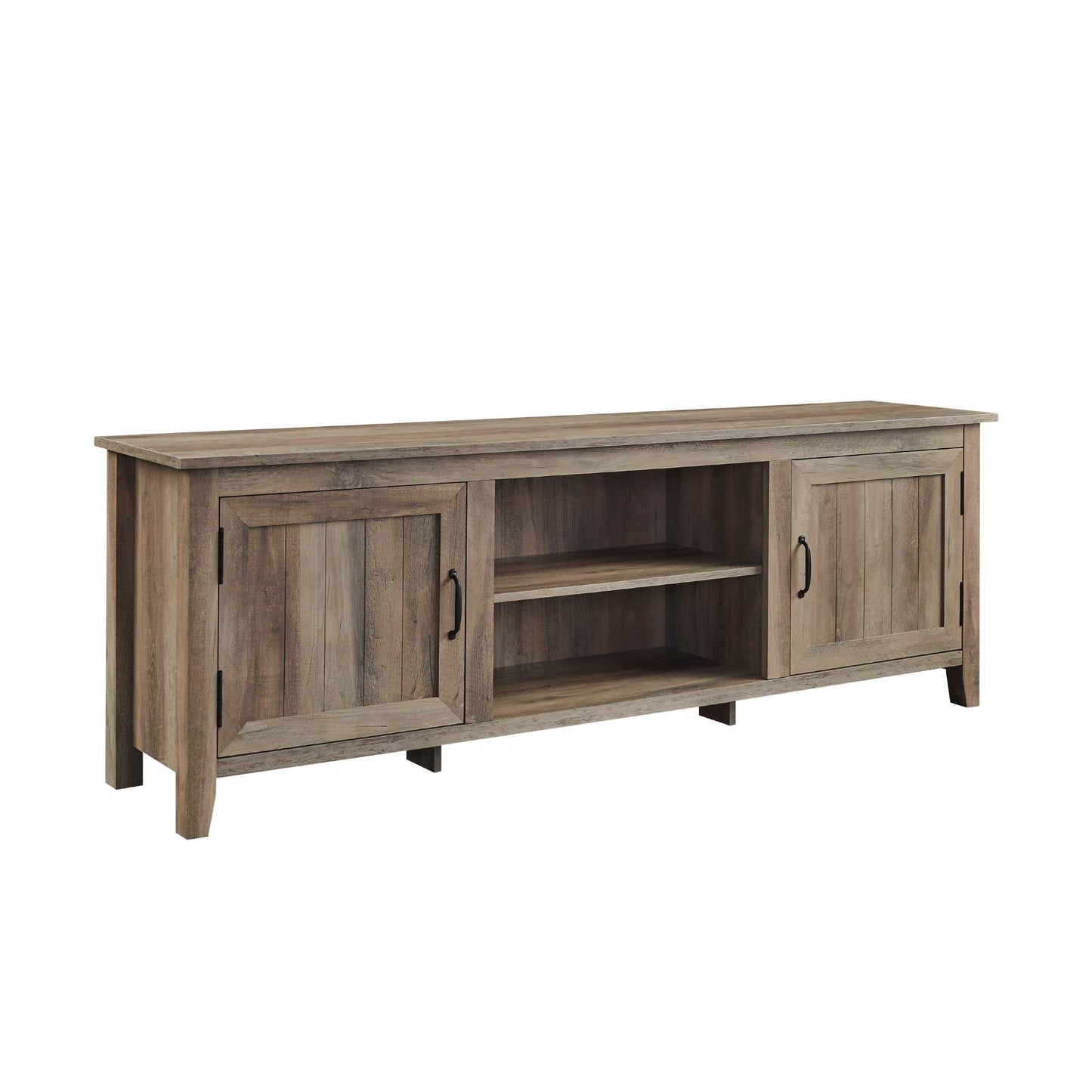 Walker Edison Ashbury Coastal Style Grooved Door TV Stand for TVs up to 80 Inches, 70 Inch, Grey Wash - WoodArtSupply