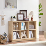 Joaxswe 6 Cube Storage Book Shelf, 40" Wide Low Horizontal Bookcase with Curved Edge, Floor Standing 2-Tier Wooden Bookshelf with Base, Modern Short Book Case for Bedroom, Study, Entryway, Natural Oak Joaxswe